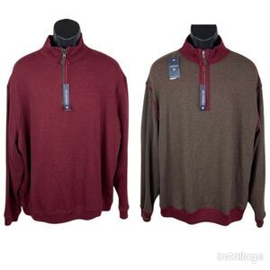 Daniel Cremieux Reversible Quarter Zip Sweater Sweatshirt Maroon/Brown Medium‎